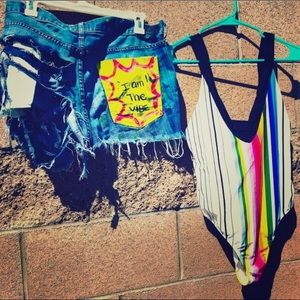Bathing suit and jean shorts